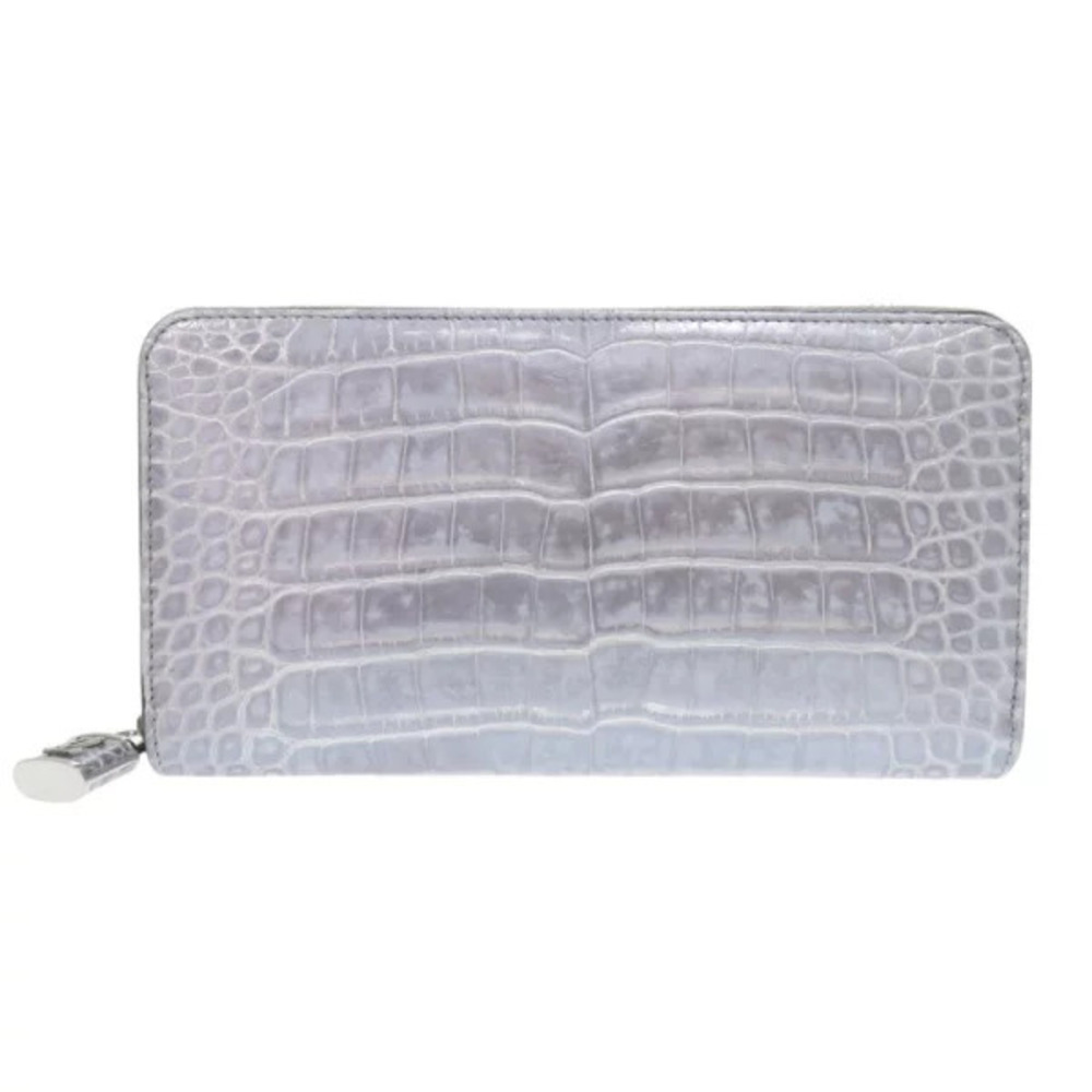 Louis Vuitton Zippy Wallet Alligator Silver Long LV